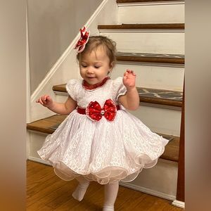 Red and white pageant dress